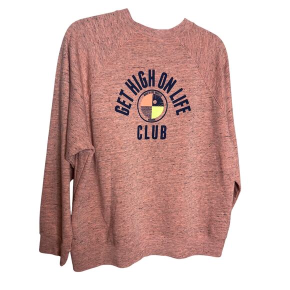 Monrow Get High on Life Heather Pink Sweatshirt Large - Picture 1 of 6
